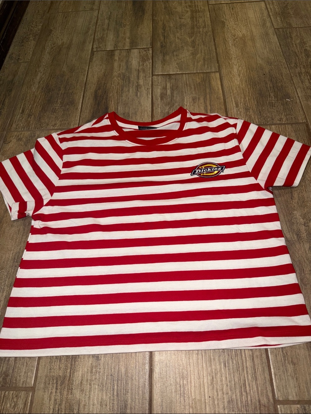 Dickies Red & White Striped Kids Short Sleeve Tee